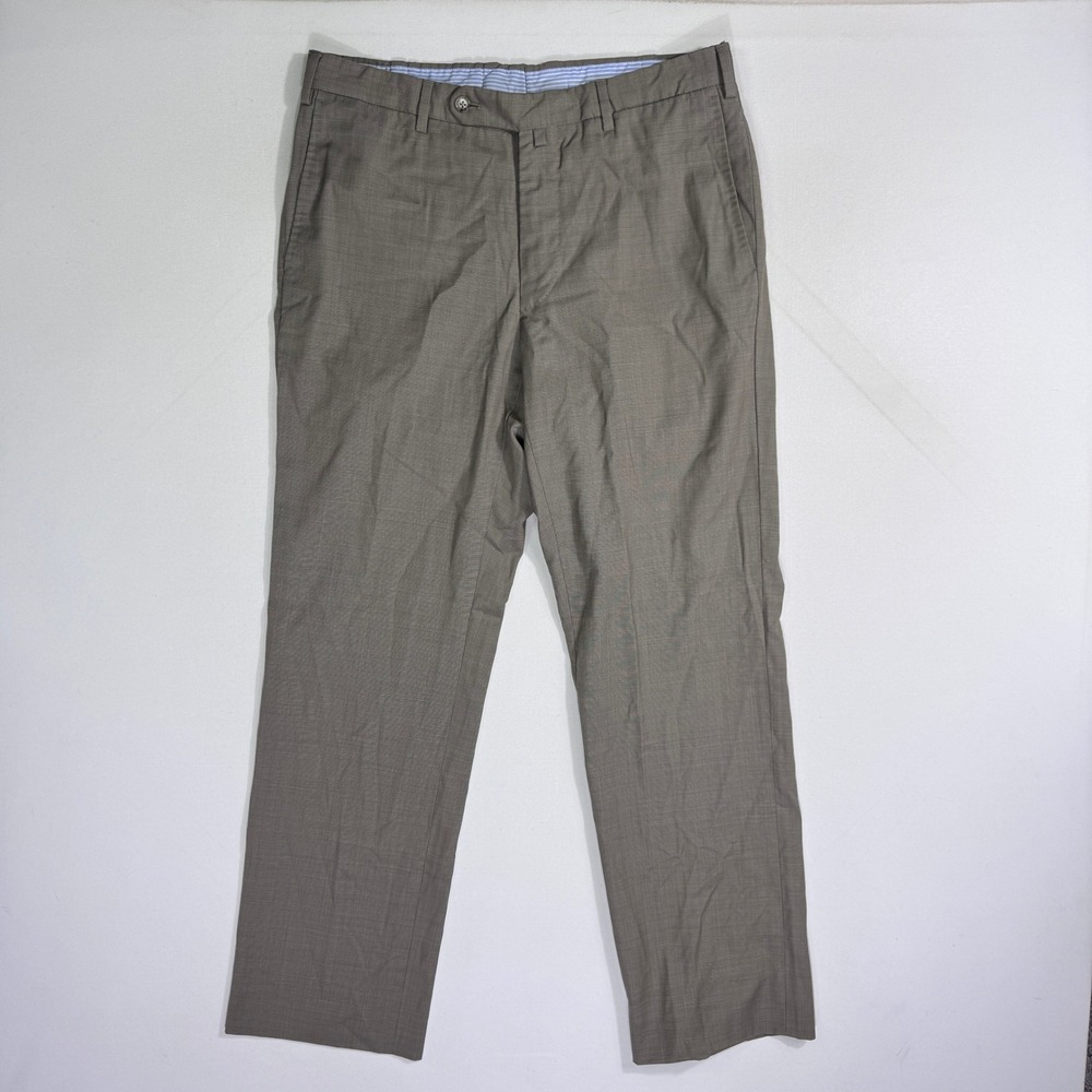 Incotex Dress Pants Mens 32x30 Super 100s Wool Brown Micro Check Professional